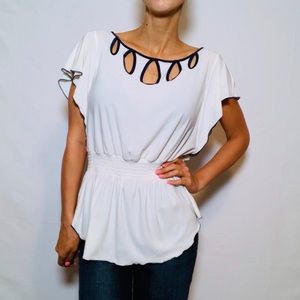 Cato White + Navy Blouse